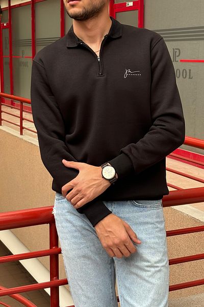 inpool Hanorac oversize cu fermoar cu gât polo - Urban Culture OD1041