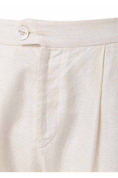 Boris Becker Off-White Color Linen Blended Chino Pants