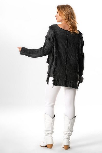Eliş Şile Bezi Smoke-Colored Autumn and Winter Authentic Knitwear Blouse - Long Sleeve and Wide Collar