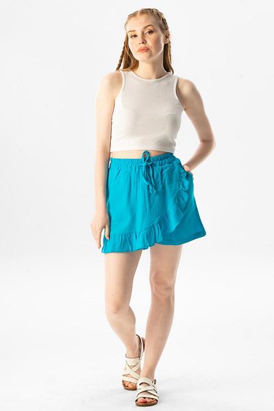 Eliş Şile Bezi Ada Şile Cloth Summer Shorts Skirt Turquoise Trkz