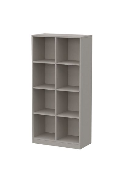Mahmayi Wooden Display Shelves with 8 Storage Compartment, Freestanding Files, Light Grey