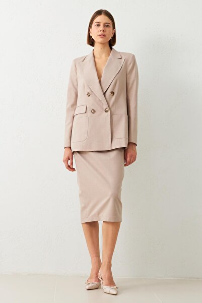 Setre Jachetă asimetrică din nurcă - Detaliu cu nasturi și buzunare