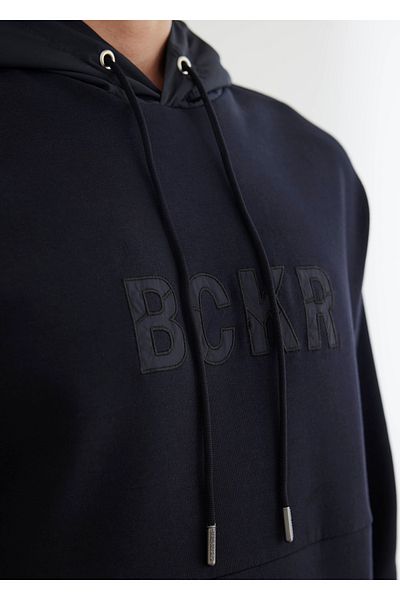 Boris Becker Navy Blue Color Logo Embroidered Hooded Sweat
