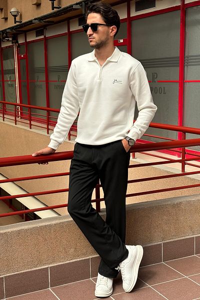 inpool Polo Collar Oversize Zippered Sweatshirt - Urban Culture Od1041