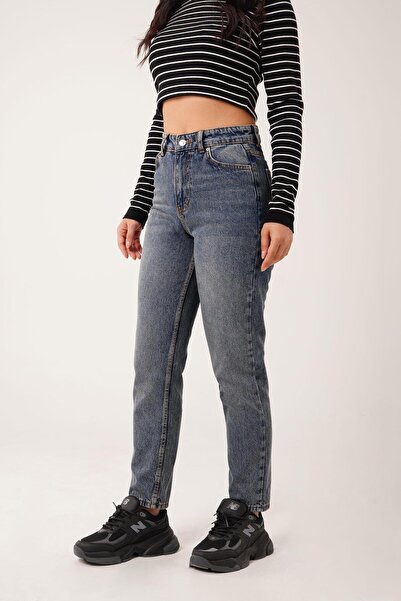 Hipo Trend Visok struk Mom Fit oprane pantalone