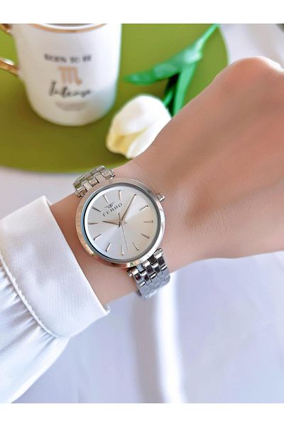 FERRO 3 Atm Water Resistant Ion Coated Steel Cord Women's Wristwatch and Bracelet Efl21331-Ya