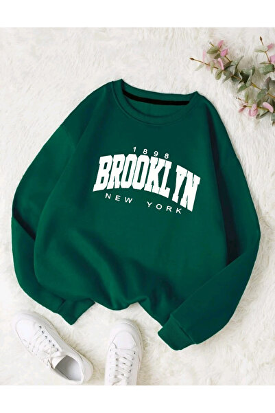 BW Bravely Wear Μπρούκλιν ΝΥΟΥ ΓΙΡΚΑΟΥΝΤ Μαλακό Άνετο Φούτερ με Λαιμόκοψη Ποδ...