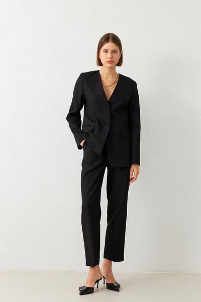 Setre Asymmetrical Black Jacket - Pocket Detailed