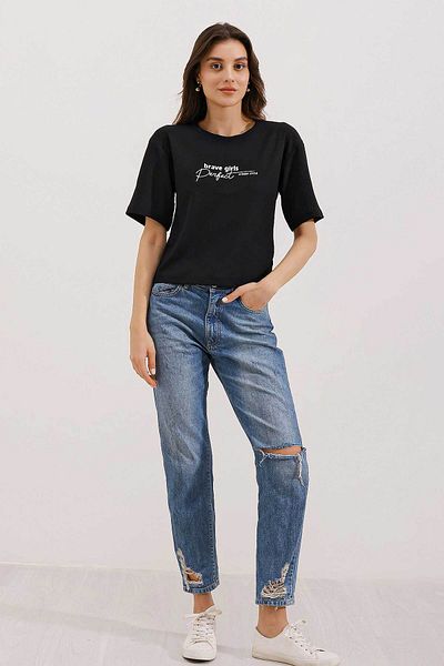 Bigdart 0472 T-shirt oversize z nadrukiem - czarny