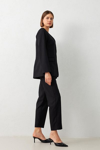 Setre Asymmetrical Black Jacket - Pocket Detailed