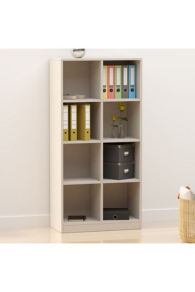 Mahmayi Wooden Display Shelves with 8 Storage Compartment, Freestanding Files, Light Grey