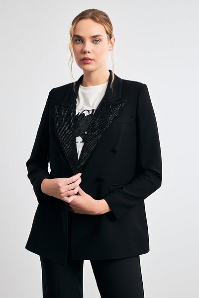 Setre Black Jacket with Stone and Button Detail