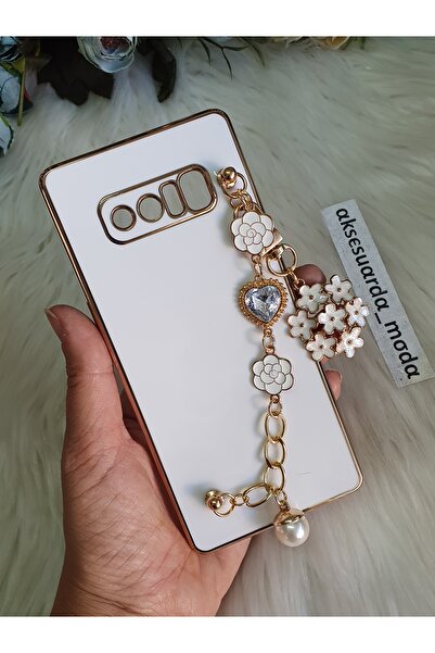 Aksesuarda Moda Samsung GALAXY NOTE 8 Uyumlu ÇİÇEKLİ TAŞLI Lazer Kesim Kılıf