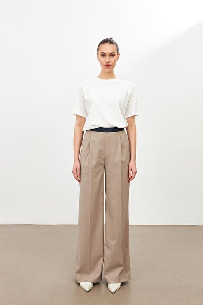 Setre Beige Wide Cut Trousers