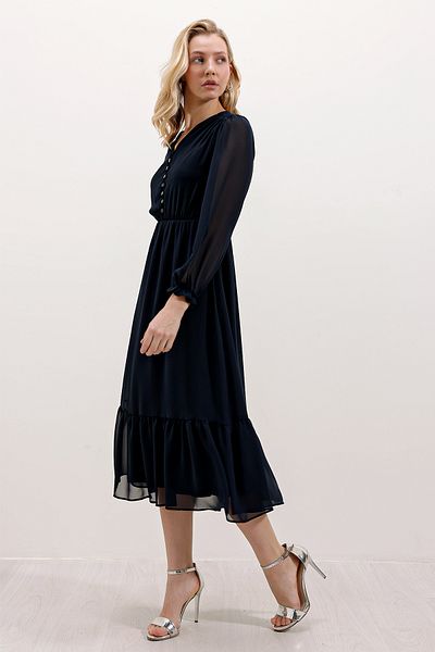 Bigdart 2137 Chiffon Dress - Navy Blue