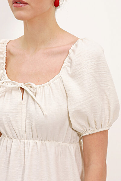 Bigdart 2351 Flared Poplin Dress - Ecru