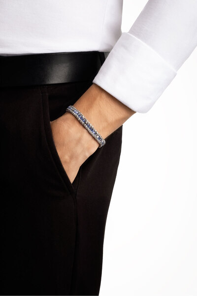 So CHIC... Sodalite Stone Steel Men's Bracelet