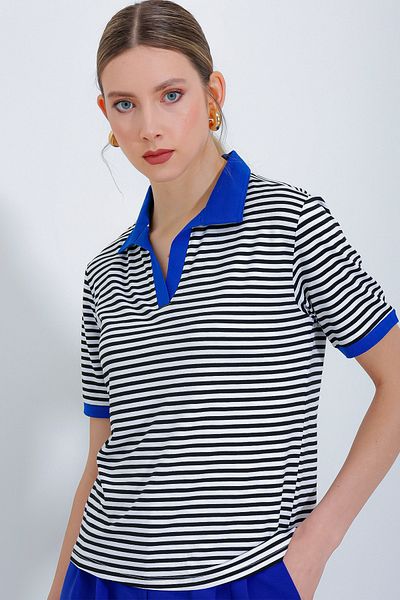 Bigdart Γυναικείο μπλουζάκι Saks Polo με ριγέ λαιμόκοψη 0499