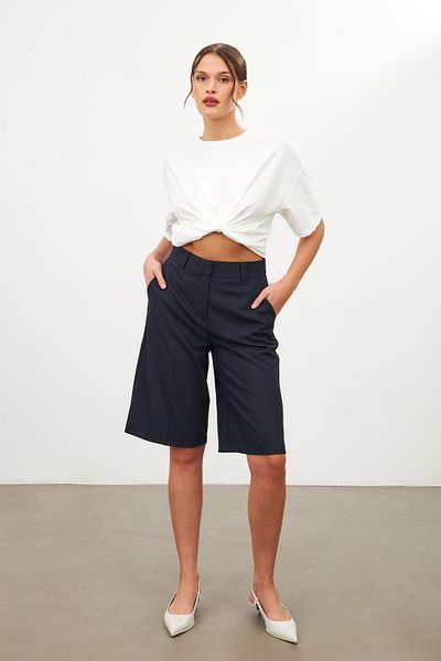 Setre Navy Blue Stripe Detailed Pocket Shorts