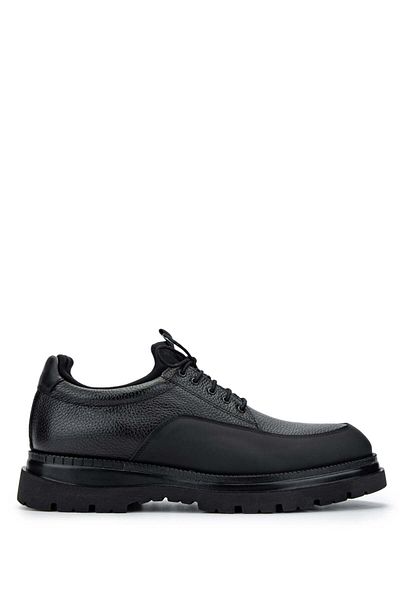 Tamer Tanca Men's Genuine Leather Black Floater Casual Shoes