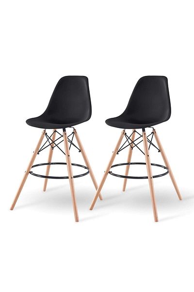 Mahmayi Ultimate Eames Style DSW Bar Stool Set of 2-Black