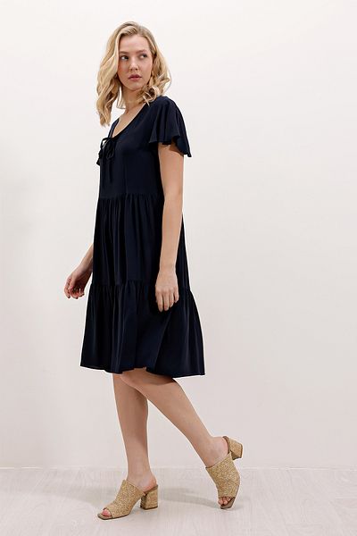 Bigdart 2352 V-Neck Short Dress - D. Navy Blue