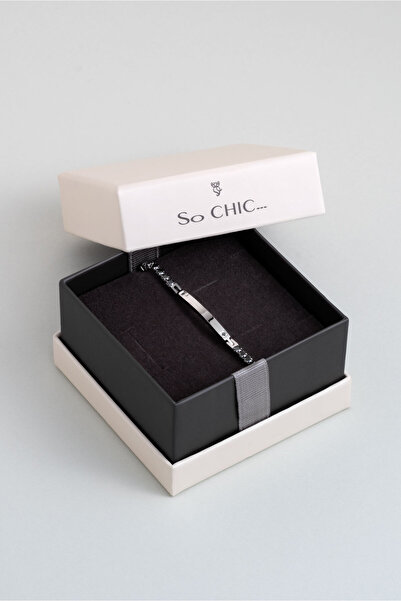 So CHIC... Siyah Taşlı 21 Cm Çelik Erkek Bileklik