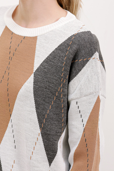 Bigdart 15861 Довга трикотажна сукня екрю