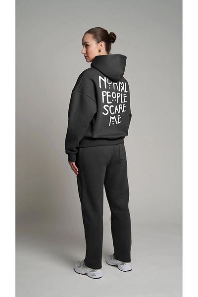 The Champ Clothing Φούτερ με κουκούλα Fleece Normal People Scare Me με στάμπα μαύρο Unisex φούτερ με κουκούλα
