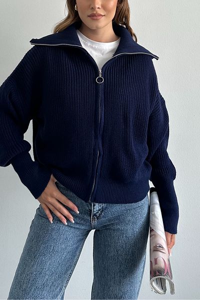 macharel jeans Ζακέτα με φερμουάρ με φερμουάρ Navy Blue