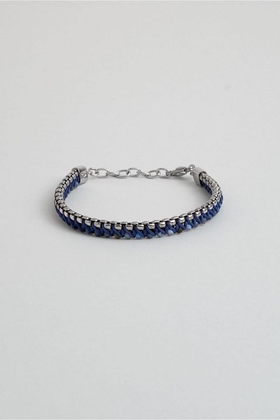 So CHIC... 22 cm Steel Men's Bracelet with Lapis Stone Detail