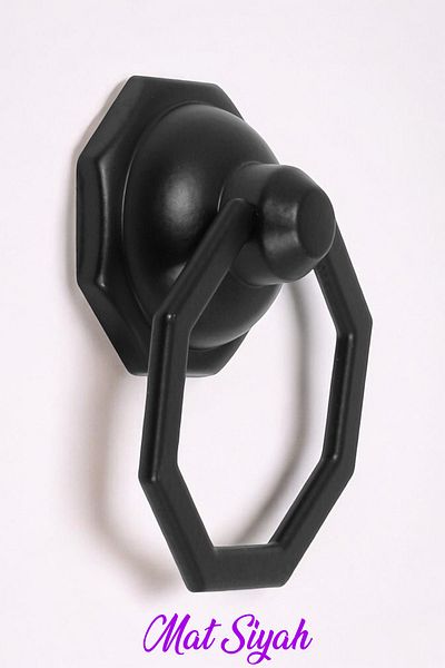 Badem10 Inel metalic octogonal MAT BLACK - Mâner dulap sertar de bucătărie pentru mobilier