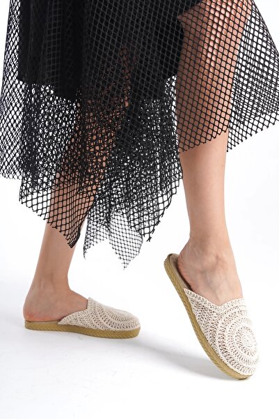 Moda Değirmeni Women's Lace Knit Slippers