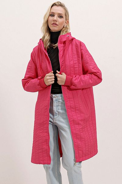 Bigdart 5138 Prošívaný dlouhý kabát - C. Fuchsia