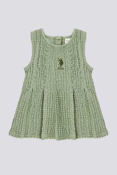 U.S. Polo Assn. Green Sleeveless Baby Girl Dress - 50303787 -vr090