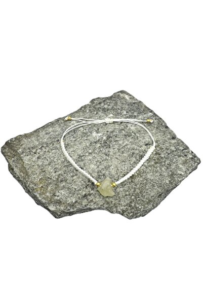 ERU JEWELLERY Doğal Sitrin Taşı ve Gümüş Toplu El Yapımı Örgü Bileklik
