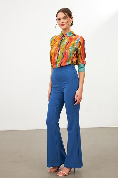 Setre Indigo Slim Fit Wide Leg Trousers