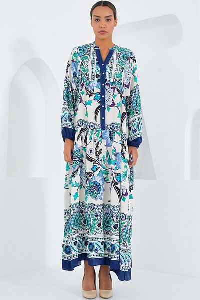 Bigdart Damen-Hijab-Kleid aus Viskose in Marineblau und Grün – 2423