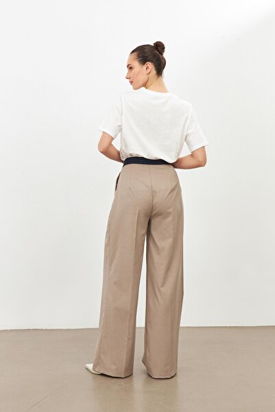 Setre Beige Wide Cut Trousers
