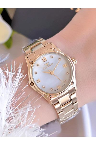 FERRO 3 Atm Water Resistant Steel Cord Ion Coated Women's Wristwatch and Bracelet Set - Efl40129-B
