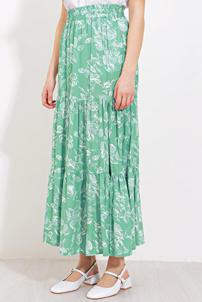 Bigdart Fustă lungă din viscoză cu model Cagla pentru femei 1898