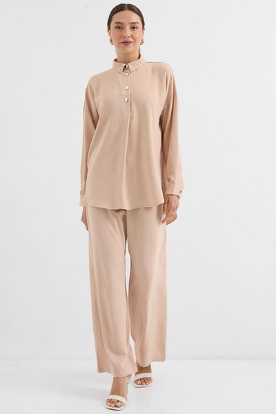 Bigdart 6631 Oversize Top and Bottom Set - Beige