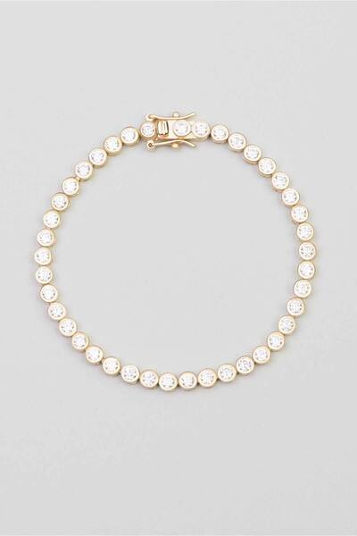 So CHIC... Zirkon Taşlı 18 Ayar Sarı Altın Kaplama Gümüş Su Yolu Bileklik