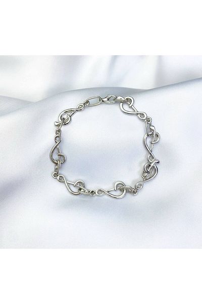 Herşey Nota Left Key Music Note Silver Color Bracelet