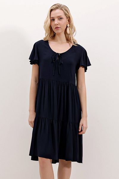 Bigdart 2352 V-Neck Short Dress - D. Navy Blue