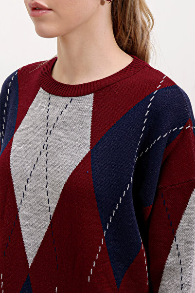 Bigdart 15861 Long Knitwear Dress - Claret Red