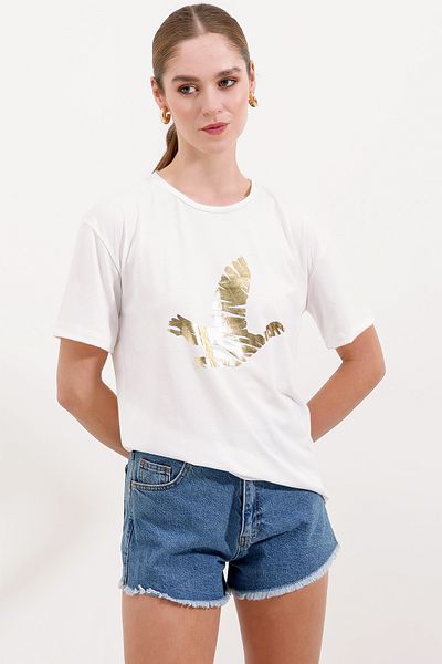 Bigdart 4317 Tricou imprimat cu gât crew - Galben auriu
