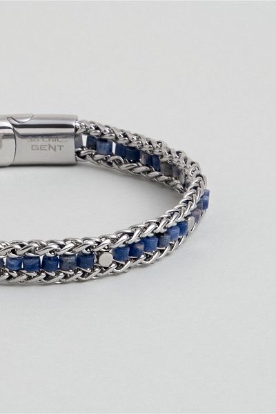 So CHIC... Sodalite Stone Steel Men's Bracelet
