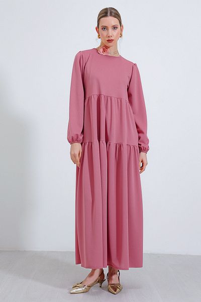 Bigdart Women's Dried Rose Long Length Knitted Hijab Dress 2482
