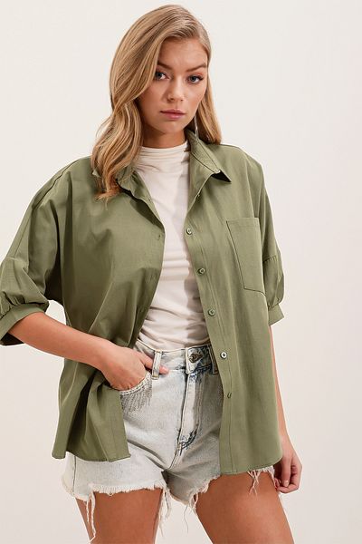 Bigdart 20213 Cămașă de bază cu mânecă scurtă oversize - kaki